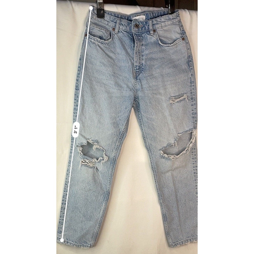 Zara high waisted ripped wide leg baggy jeans size 8 90s - Picture 4 of 7